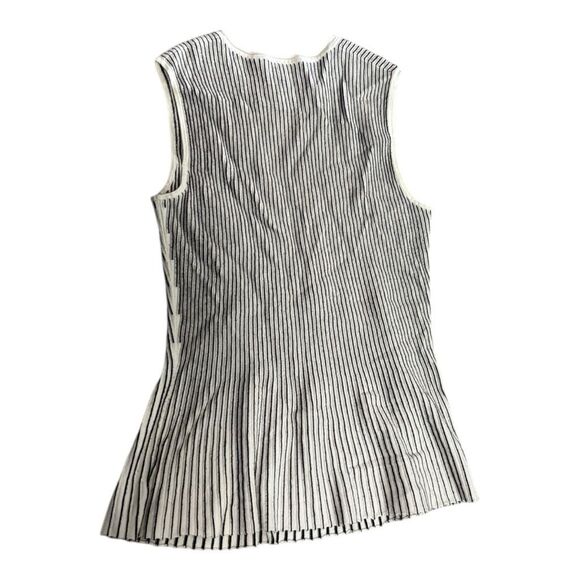 Theory Black and White Striped Sleeveless Blouse - Picture 2 of 5